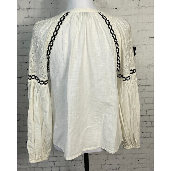 Anthropologie Calligraphie XS White Boho Lace Crochet Cotton Blouse Cottage - Picture 5 of 12
